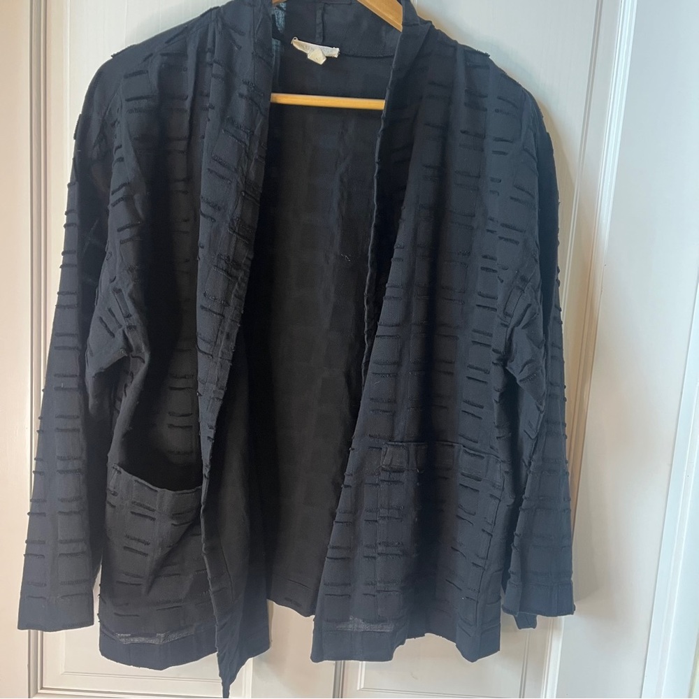 Eileen Fisher Textured Black Open Jacket